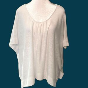 Style & Co Bright Women White Poncho Style Top Short Sleeve Blouse Medium